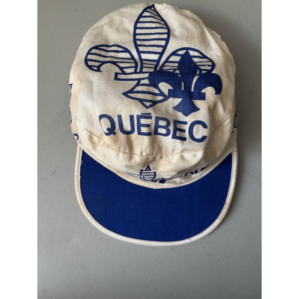 Vtg Quebec White And Blue Fleur De Lys Quality Goods Hat
